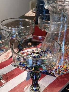 Handblown Colorful Confetti Glass Coupe